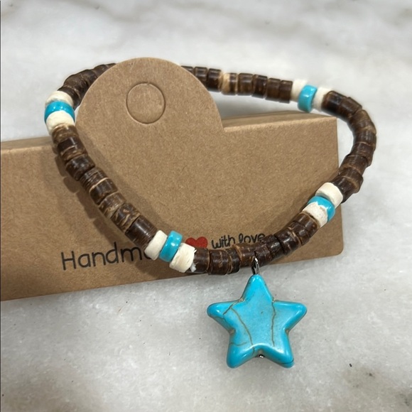 Handmade Star Charm Bracelet - Brown and Blue - Picture 3 of 3